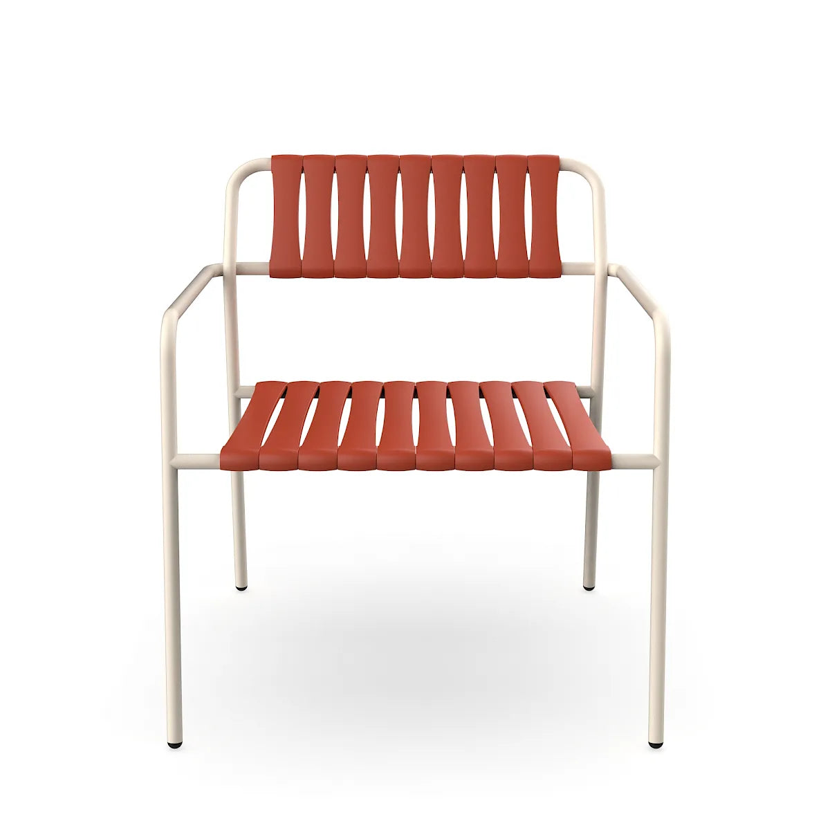 Resol Gelato Lounge Chair in Nácar frame with Greda slats, steel frame and recycled polypropylene slats