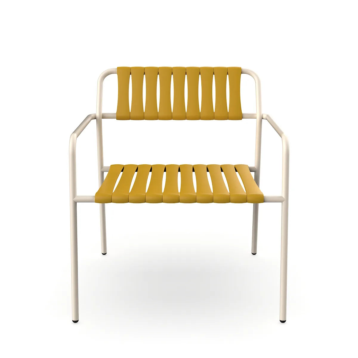Resol Gelato Lounge Chair in Nácar frame with Albero slats, steel frame and recycled polypropylene slats