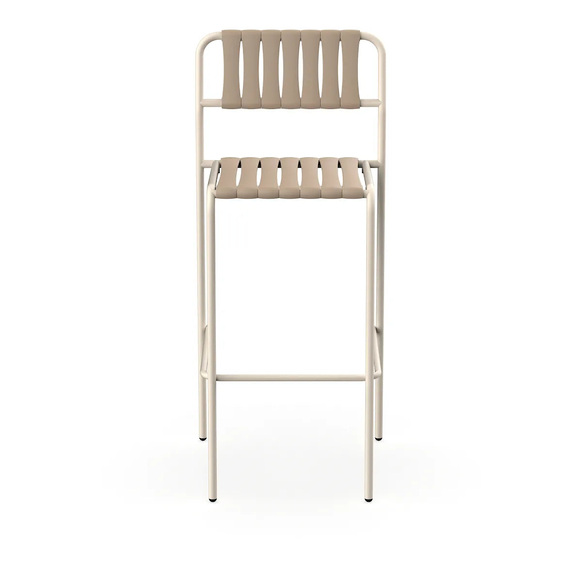 Resol Gelato Bar Stool in Nácar frame with Duna slats, steel frame and recycled polypropylene slats