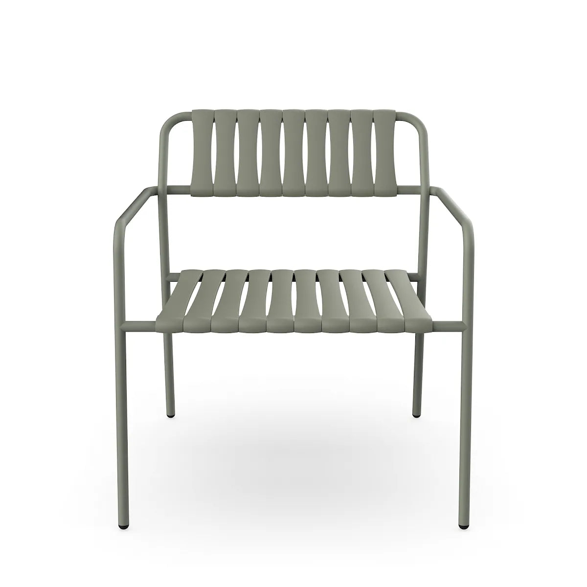 Resol Gelato Lounge Chair in Salvia throughout, steel frame and recycled polypropylene slats