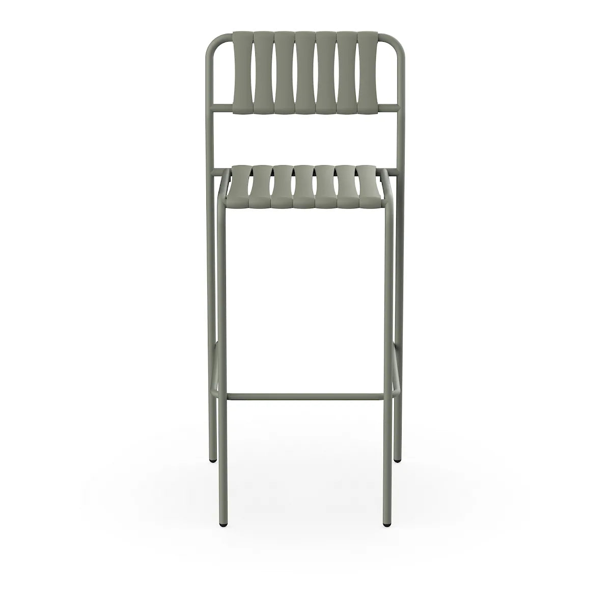 Resol Gelato Bar Stool in Salvia throughout, steel frame and recycled polypropylene slats