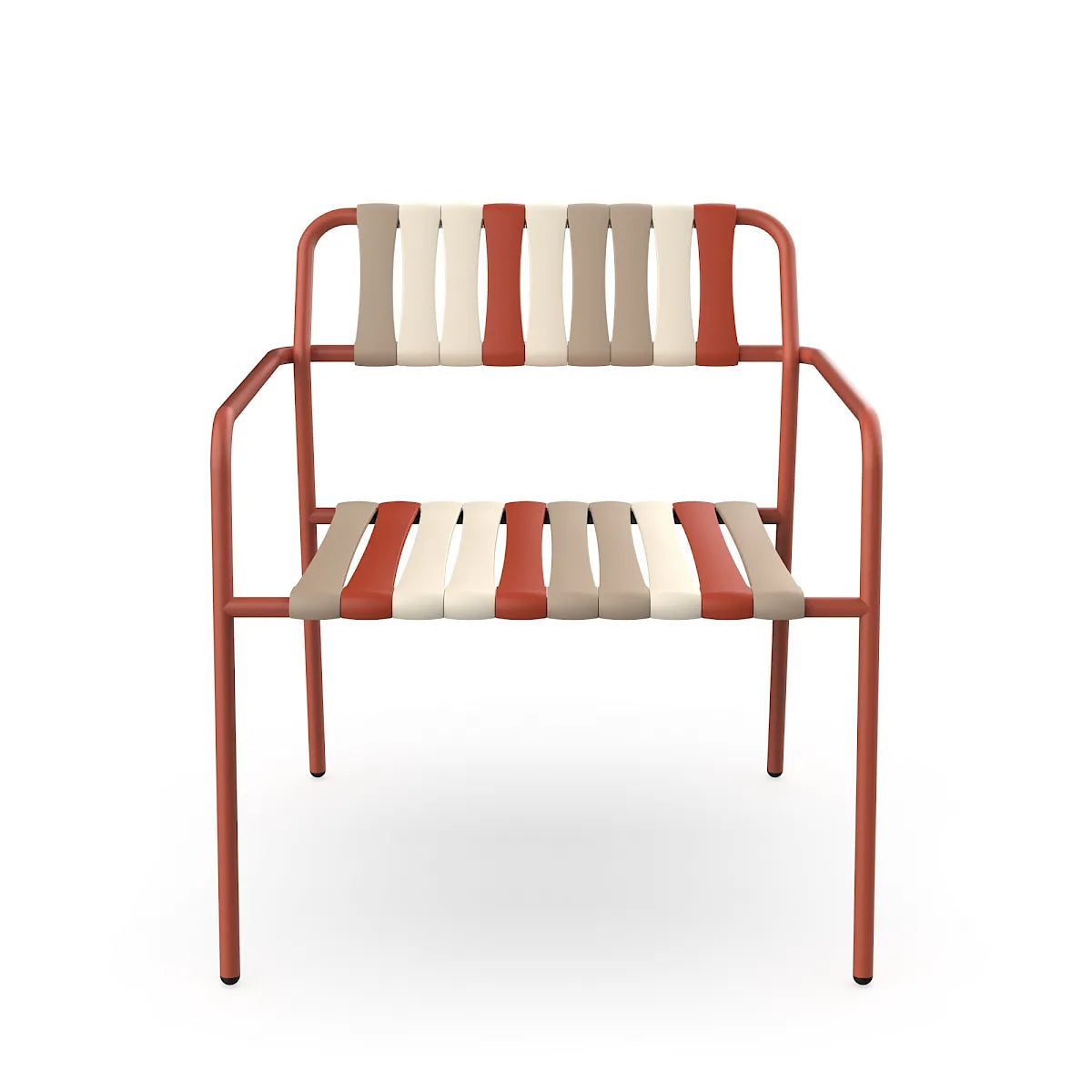 Resol Gelato Lounge Chair in Greda frame with Amarena slat mix, steel frame and recycled polypropylene slats