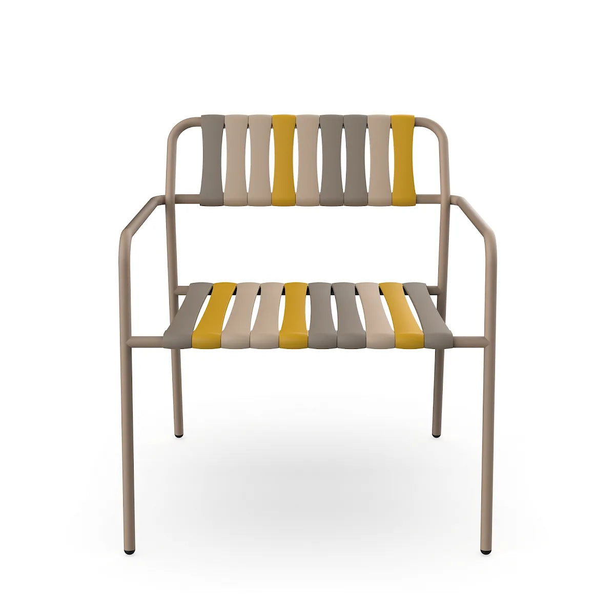 Resol Gelato Lounge Chair in Duna frame with Nocciola slat mix, steel frame and recycled polypropylene slats