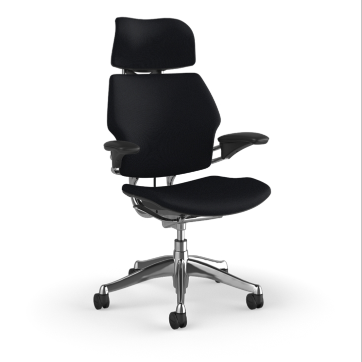 Humanscale Freedom Ocean Headrest - Aluminum Frame Corde 4 Black - Front 3/4 View