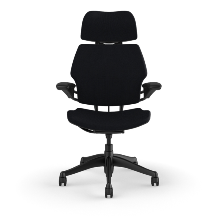 Humanscale Freedom Ocean Headrest - Black Frame Corde 4 Black - Front View