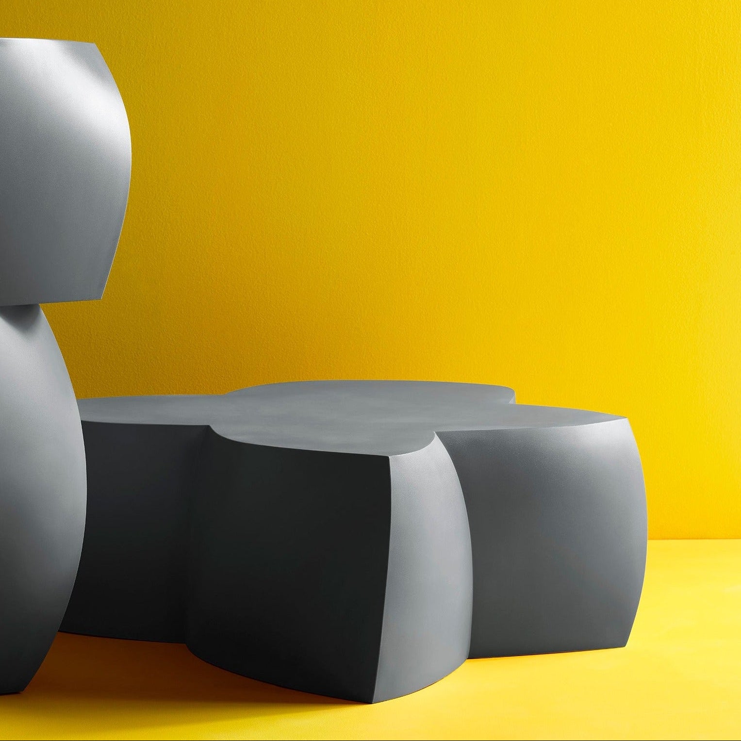 Heller Gehry Coffee Table in Silver, recyclable polyethylene, designed by Frank Gehry