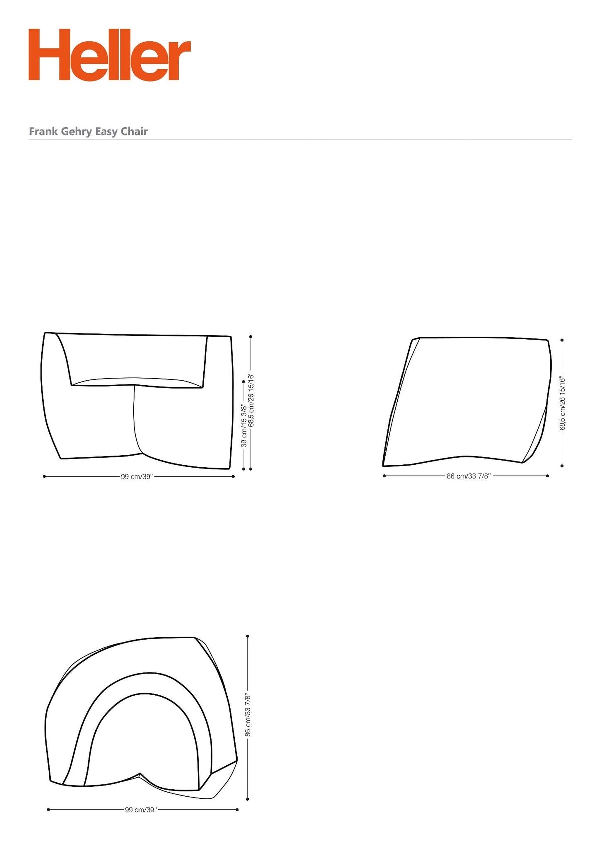 Heller Gehry Easy Chair in White, recyclable polyethylene, designed by Frank Gehry