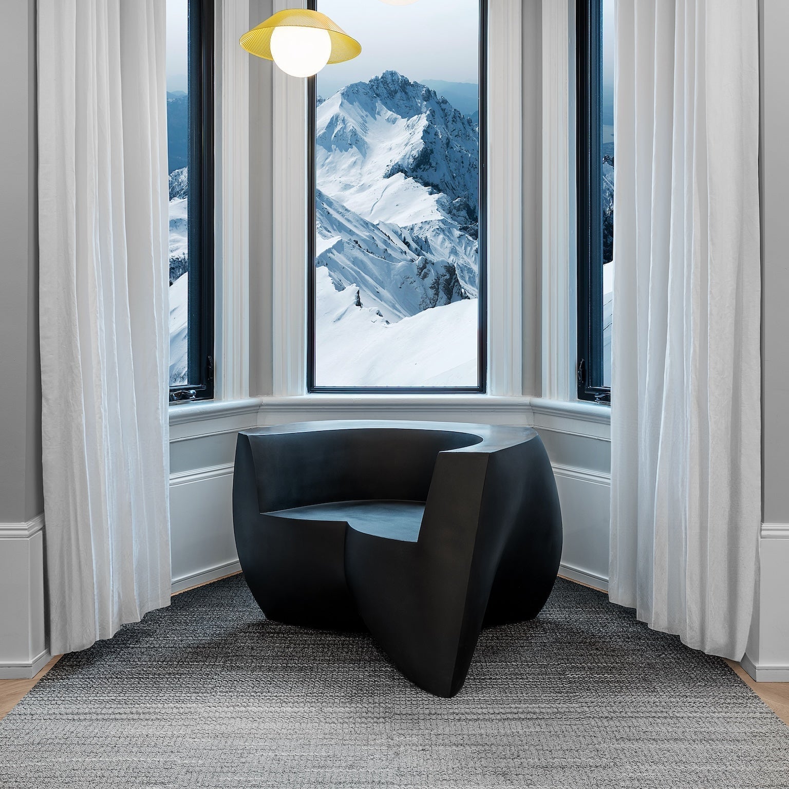 Heller Gehry Easy Chair in Yellow, recyclable polyethylene, designed by Frank Gehry