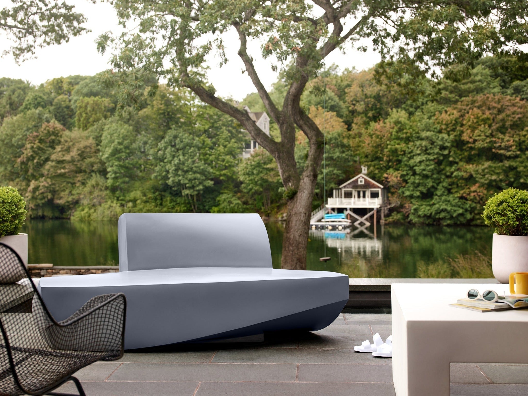 Heller Gehry Sofa in Silver, recyclable polyethylene, designed by Frank Gehry