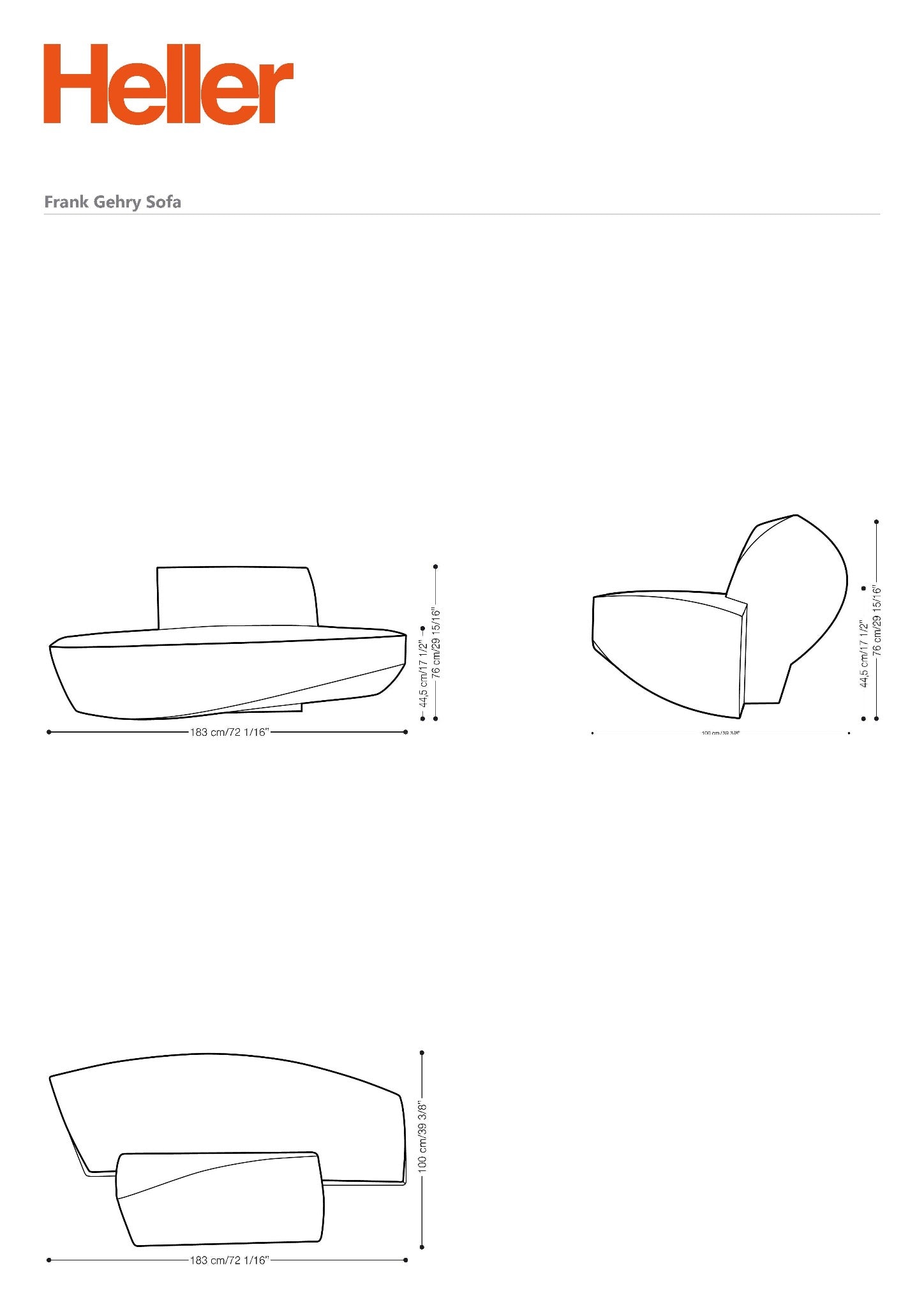Heller Gehry Sofa in Yellow, recyclable polyethylene, designed by Frank Gehry