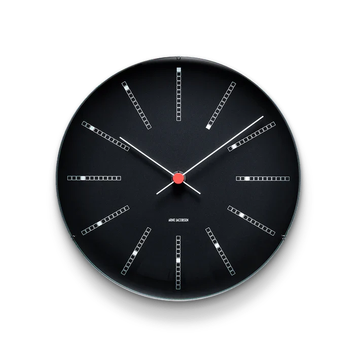 Arne Jacobsen Bankers Wall Clock, Black, Medium, Ø: 8.3"