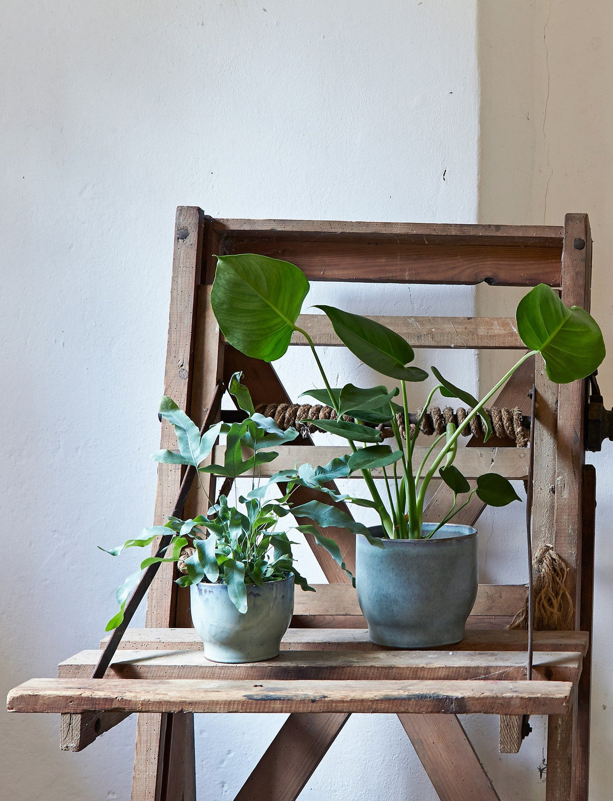 Knabstrup flowerpots in several glazes, styled in an interior setting, glazed terracotta
