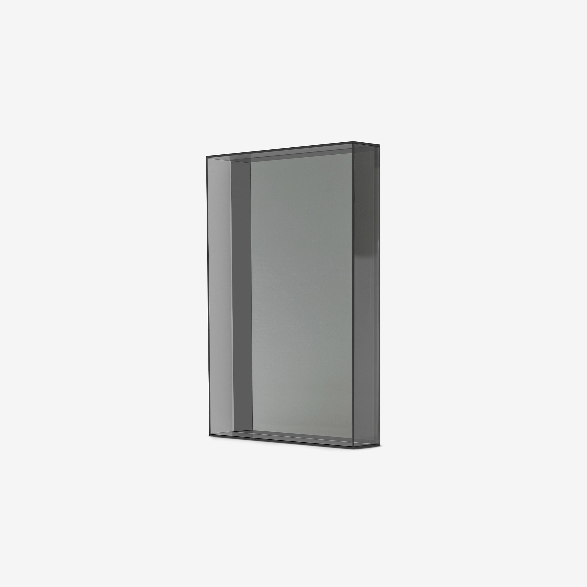Case Lucent mirror in smoke tempered glass, designed by Matthew Hilton.