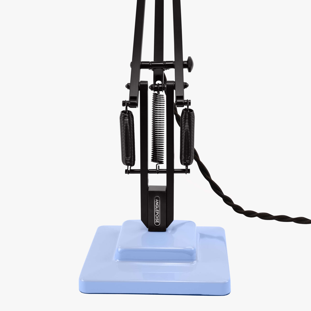 Detail of Anglepoise Original 1227 Desk Lamp in Opal Blue, black nickel-plated fittings