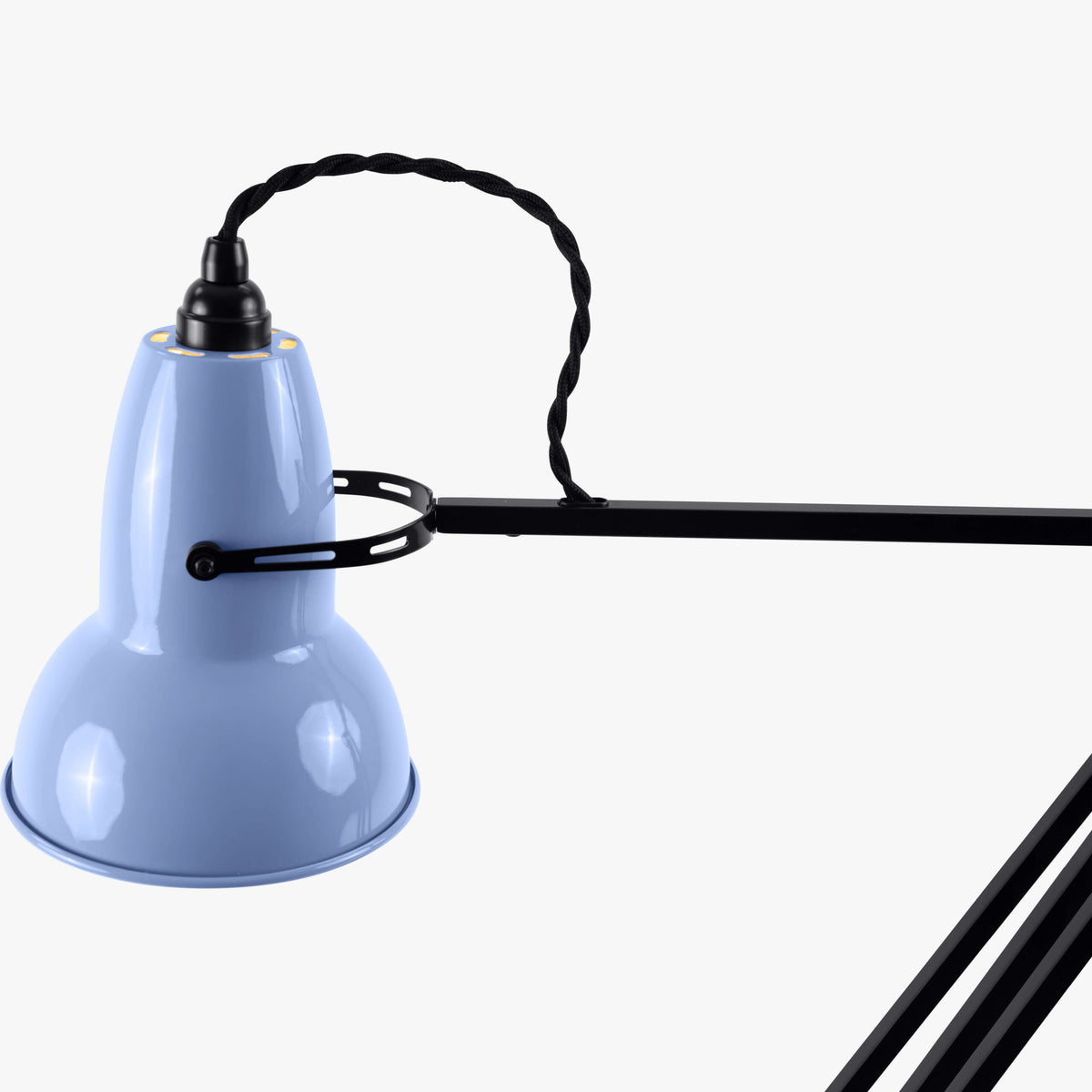 Anglepoise Original 1227 Desk Lamp in Opal Blue and Satin Black, alternate view, painted steel