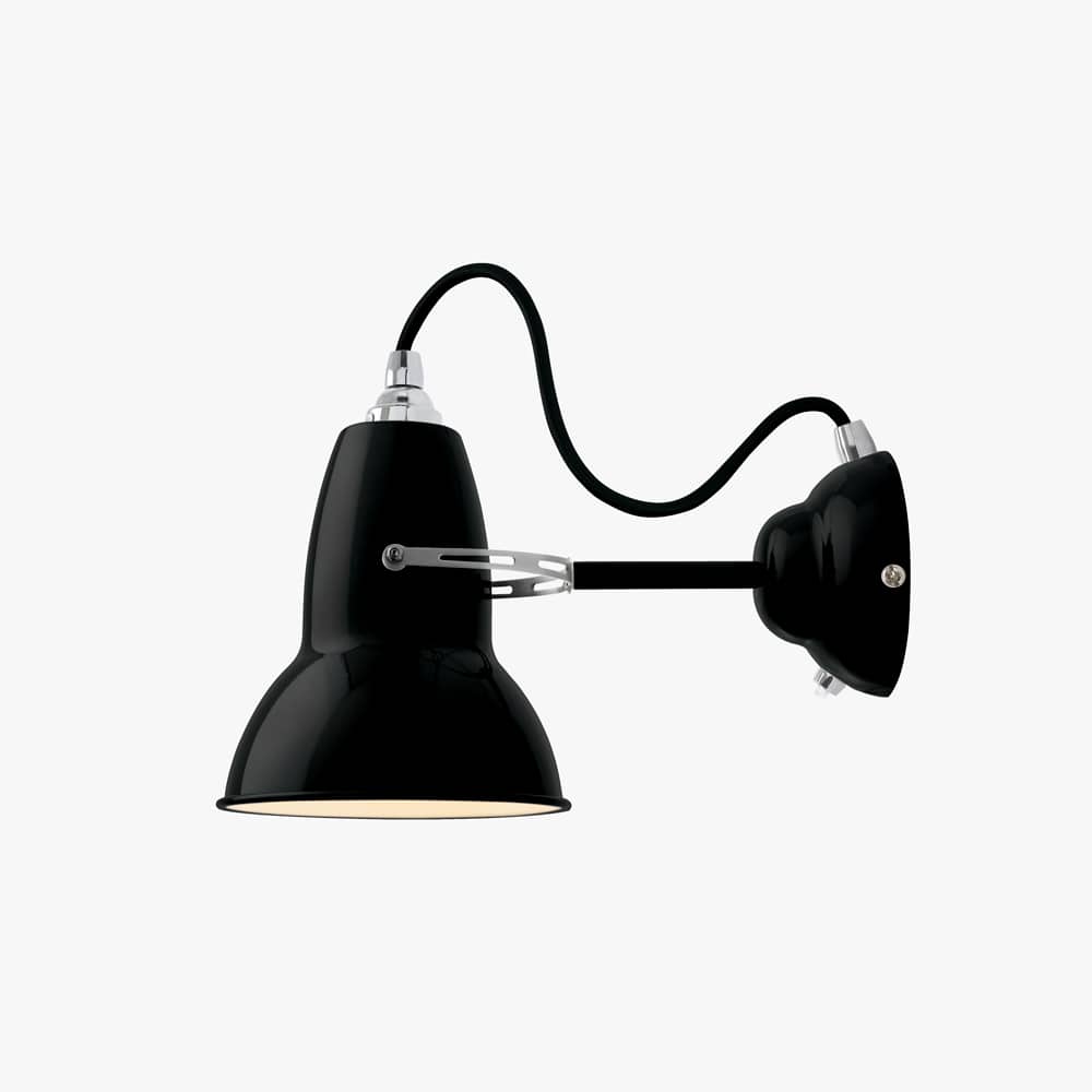 Anglepoise Original 1227 Wall Light in Jet Black, steel shade and wall plate, second view