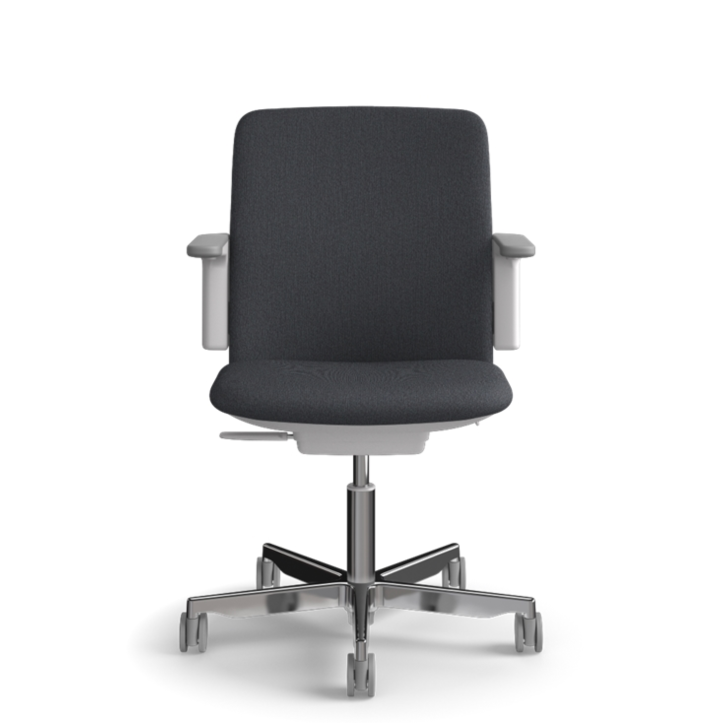 Humanscale Path Task Chair - Polished Aluminum Frame Knit Glacier - Front View