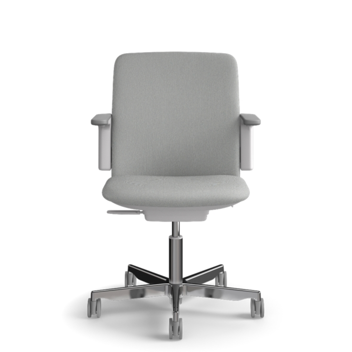 Humanscale Path Task Chair - Polished Aluminum Frame Knit Warm Gray - Front View