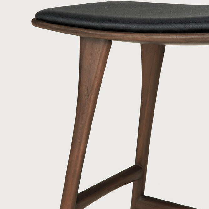 Ethnicraft Osso Stool in teak, FSC-certified solid teak with varnished finish