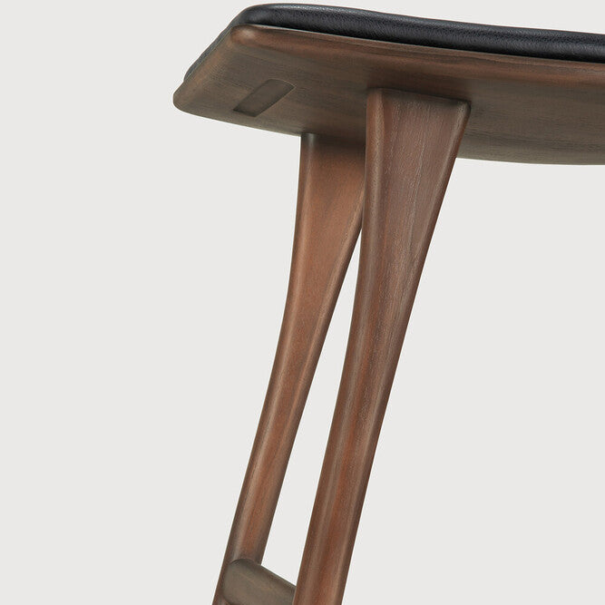 Ethnicraft Osso Stool in teak, FSC-certified solid teak with varnished finish