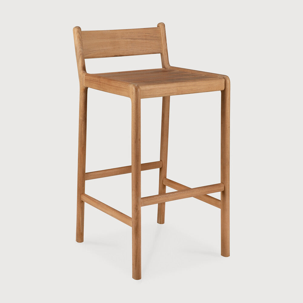 Ethnicraft Jack Outdoor Bar Stool in teak, FSC-certified solid teak