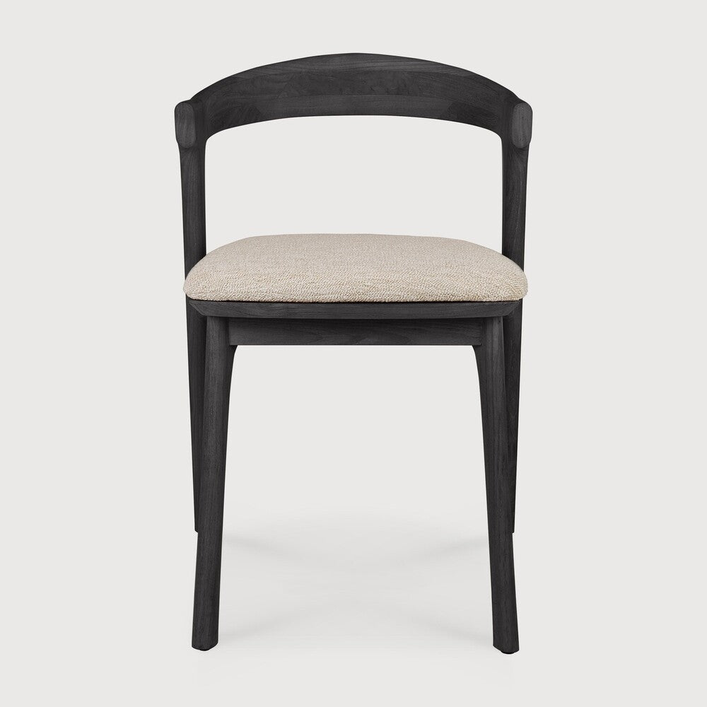 Ethnicraft Bok Outdoor Dining Chair in Teak Black with Natural cushion