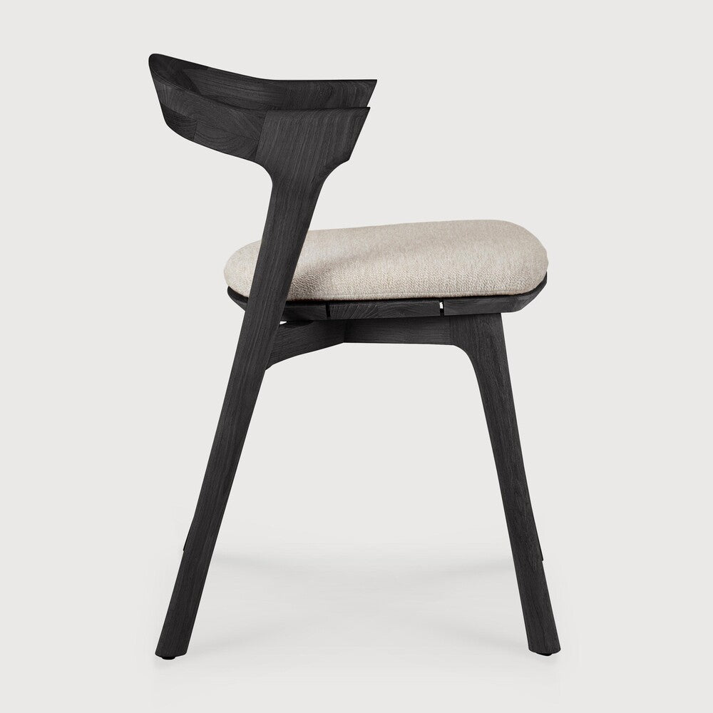 Ethnicraft Bok Outdoor Dining Chair in Teak Black with Natural cushion