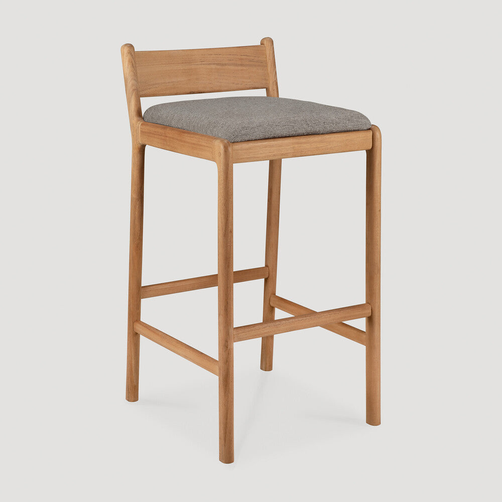 Ethnicraft Jack Outdoor Bar Stool in teak, FSC-certified solid teak