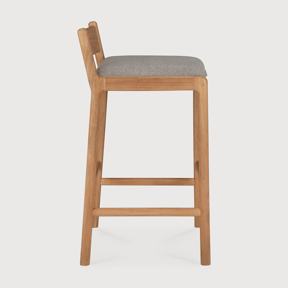 Ethnicraft Jack Outdoor Bar Stool in teak, FSC-certified solid teak