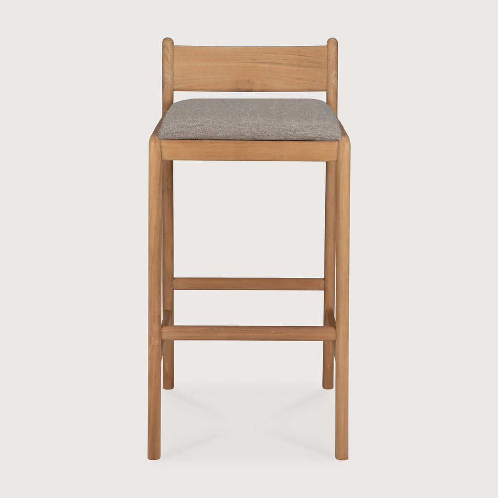 Ethnicraft Jack Outdoor Bar Stool in teak, FSC-certified solid teak