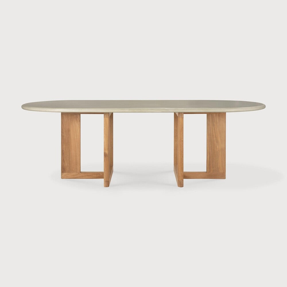 Ethnicraft Trestle Outdoor Dining Table in teak styled in a dining room