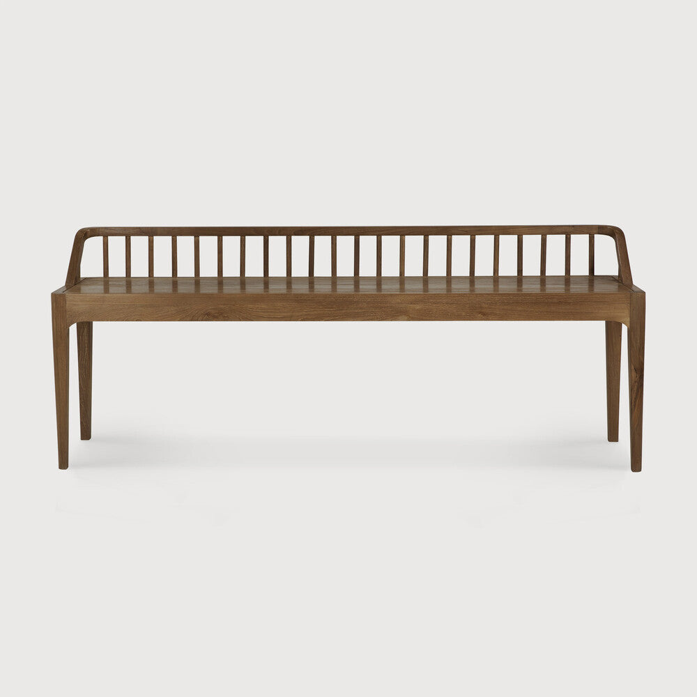 Ethnicraft Reclaimed Teak Spindle Bench in teak, FSC-certified solid teak, Belgian solid wood furniture