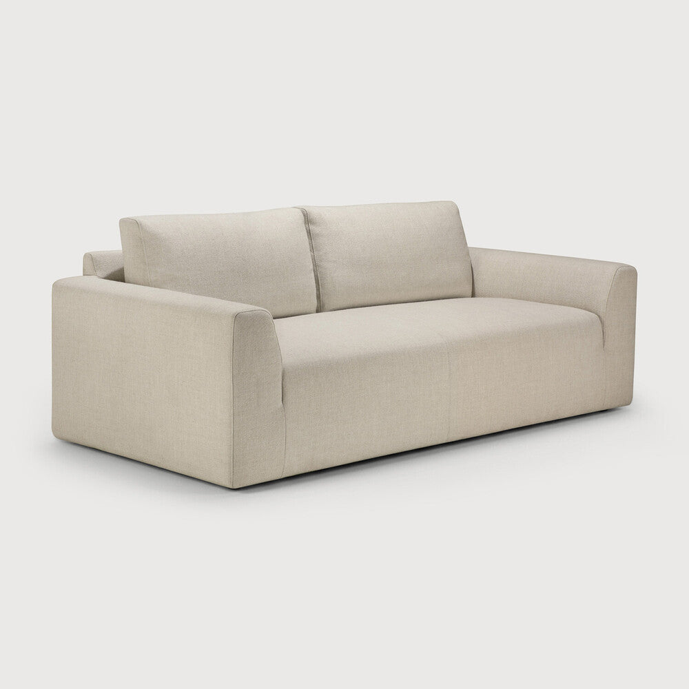 Ethnicraft Ease Sofa 2 seater in Leche, side view, woven upholstery