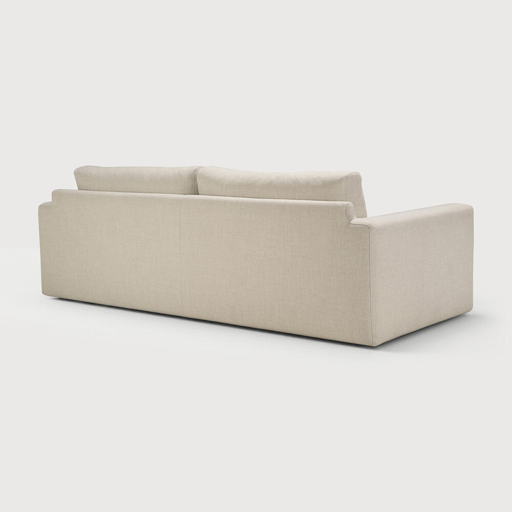 Ethnicraft Ease Sofa 3 seater in Leche, back view, woven upholstery