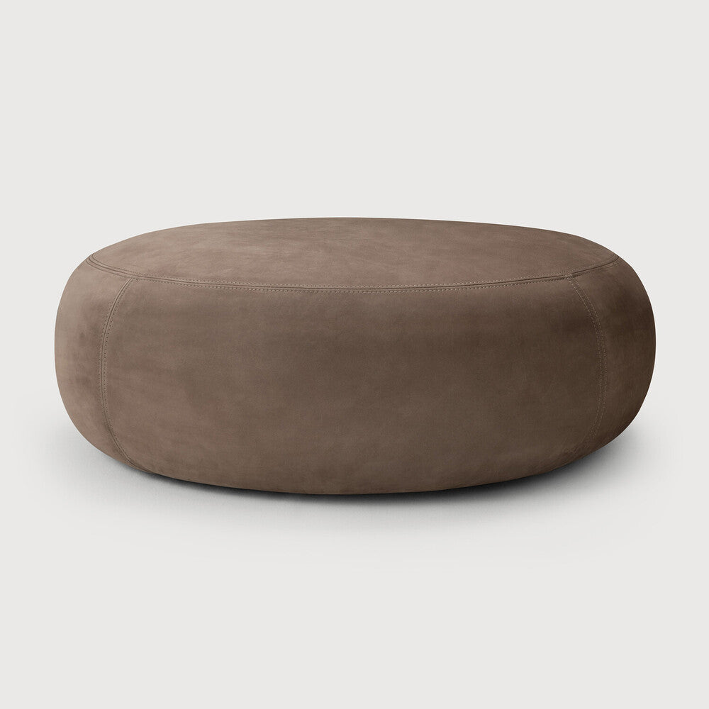 Ethnicraft Orb Pouf in Fawn, full-aniline nubuck leather