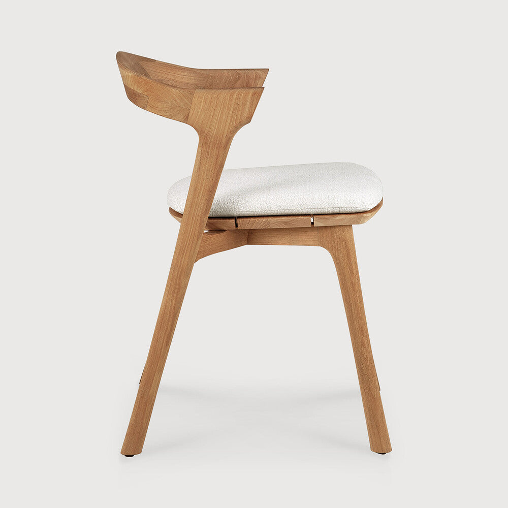 Ethnicraft Bok Outdoor Dining Chair in Teak with Off White cushion