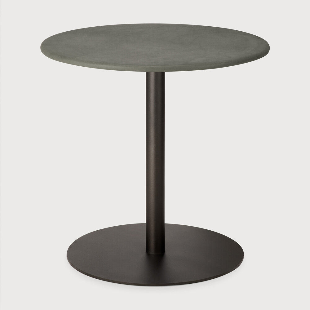 Ethnicraft Blend Lounge Table in Muschio Leather, nubuck leather top on Dark Bronze metal base