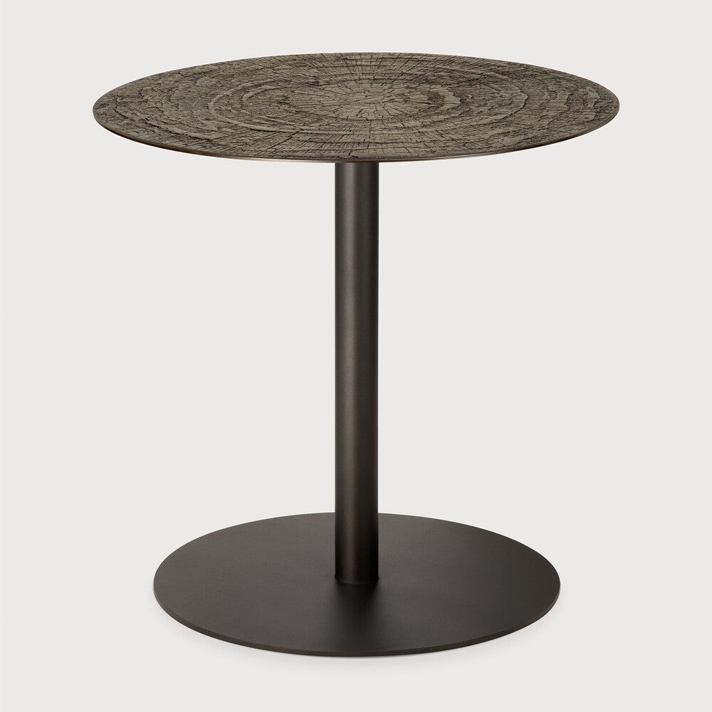 Ethnicraft Blend Lounge Table in Ray Whisky, hand-finished Minerals top on Dark Bronze metal base