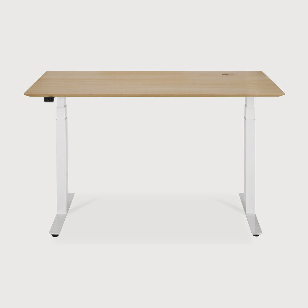 Ethnicraft Bok Adjustable Desk in oak, FSC-certified solid oak with varnished finish, Belgian solid wood furniture