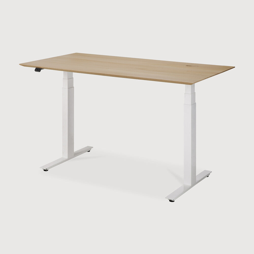 Ethnicraft Bok Adjustable Desk in oak, FSC-certified solid oak with varnished finish, Belgian solid wood furniture