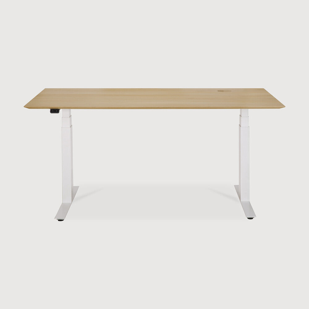 Ethnicraft Bok Adjustable Desk in oak, FSC-certified solid oak with varnished finish, Belgian solid wood furniture