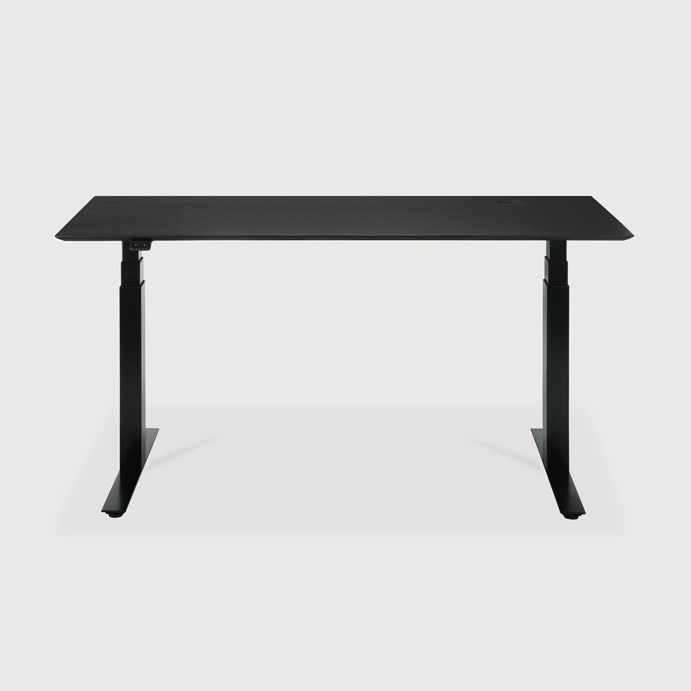 Ethnicraft Bok Adjustable Desk in oak, FSC-certified solid oak with varnished finish, Belgian solid wood furniture