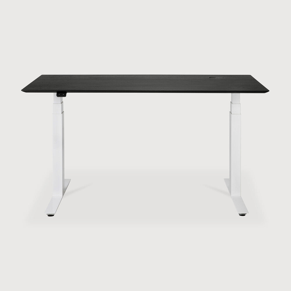 Ethnicraft Bok Adjustable Desk in oak, FSC-certified solid oak with varnished finish, Belgian solid wood furniture