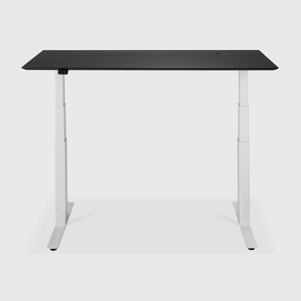 Ethnicraft Bok Adjustable Desk in oak, FSC-certified solid oak with varnished finish, Belgian solid wood furniture