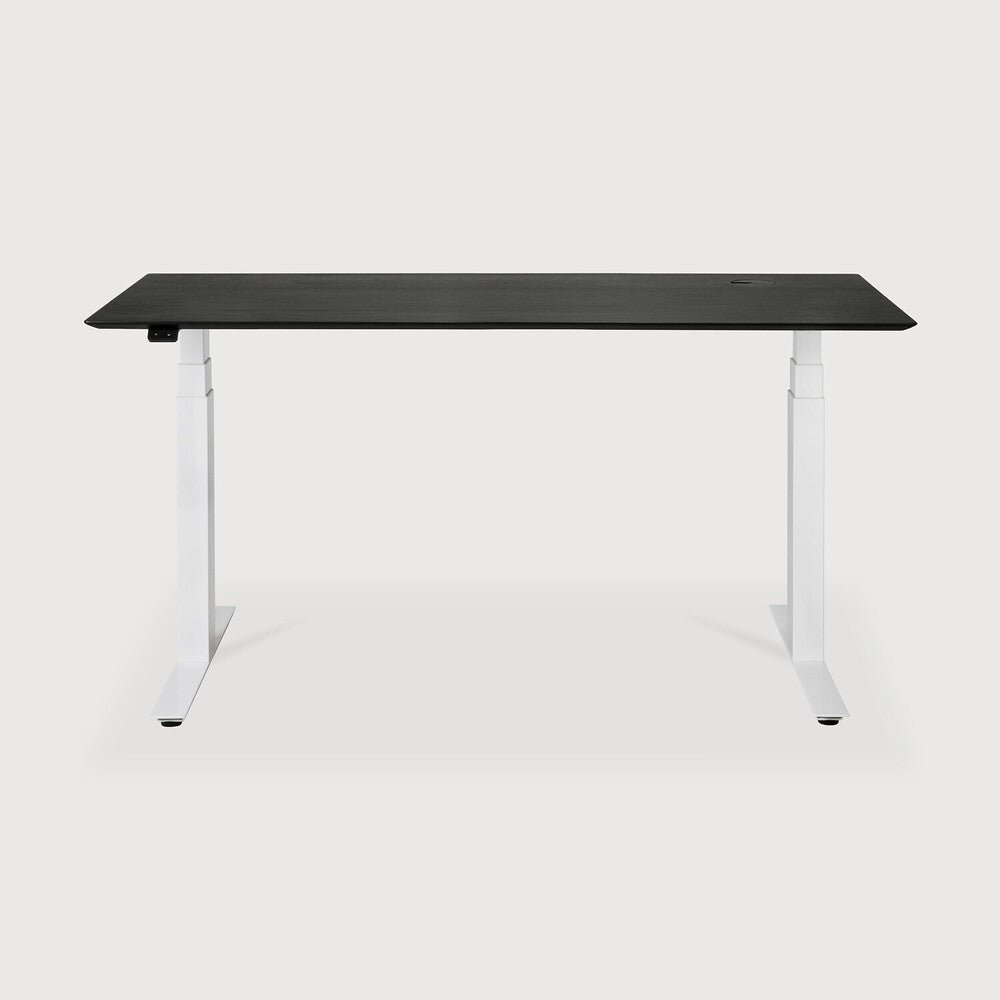 Ethnicraft Bok Adjustable Desk in oak, FSC-certified solid oak with varnished finish, Belgian solid wood furniture