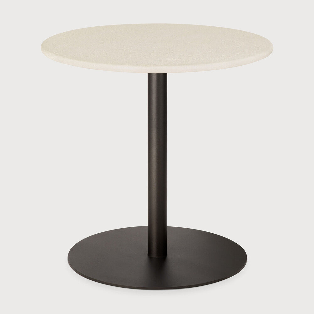 Ethnicraft Blend Lounge Table in Off White Microcement, microcement top on Dark Bronze metal base