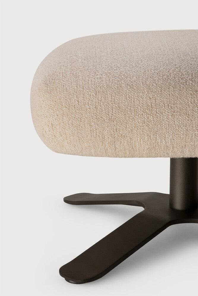 Detail of Ethnicraft Merge Footstool showing the Loam fabric weave