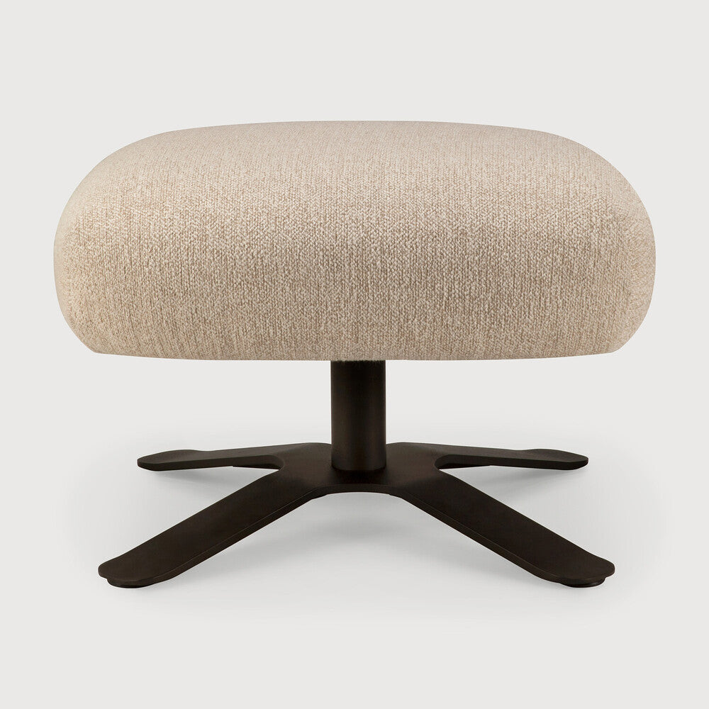 Ethnicraft Merge Footstool in Loam, recycled-content fabric on Dark Bronze metal base