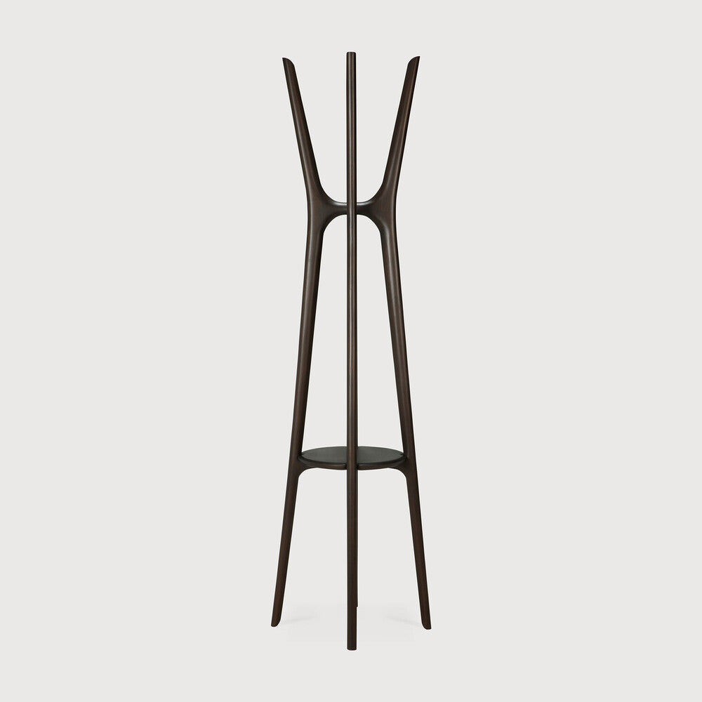 Ethnicraft Pi Coat Stand in mahogany, FSC-certified solid mahogany with varnished finish