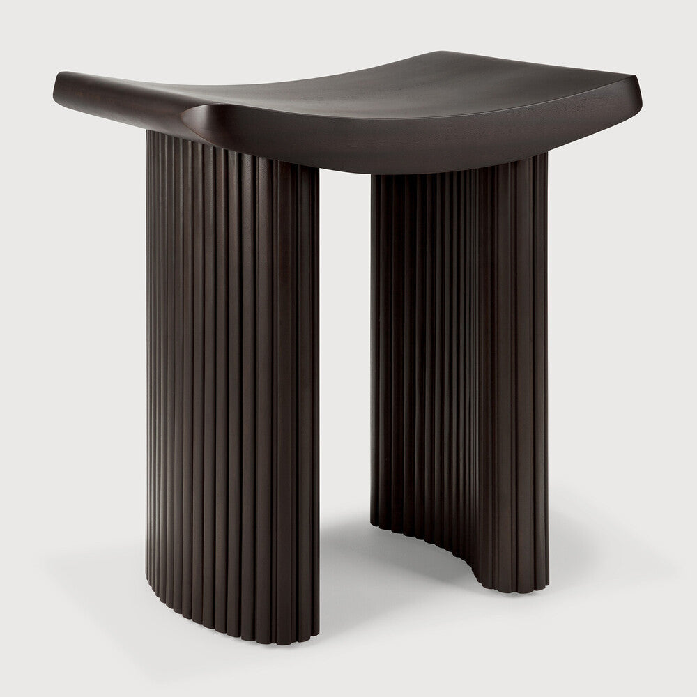 Ethnicraft Roller Max Stool in mahogany, FSC-certified solid mahogany with varnished finish